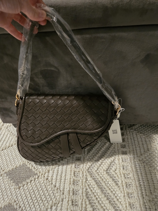 Vici Handbags - Vici Woven Saddle Shoulder Bag in Dark Brown